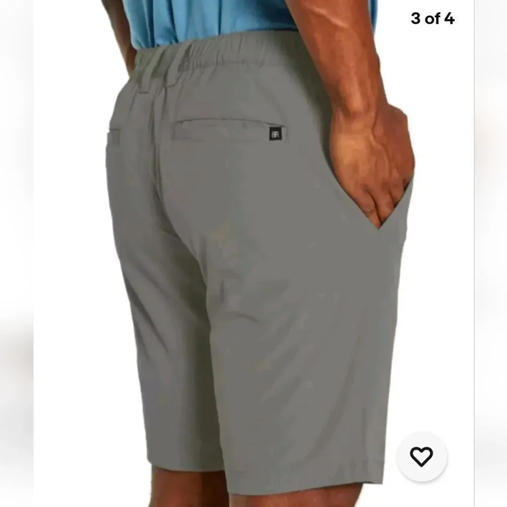 Banana Republic Men's 38 Flat Front Short Gray Comfort Stretch Active Casual
